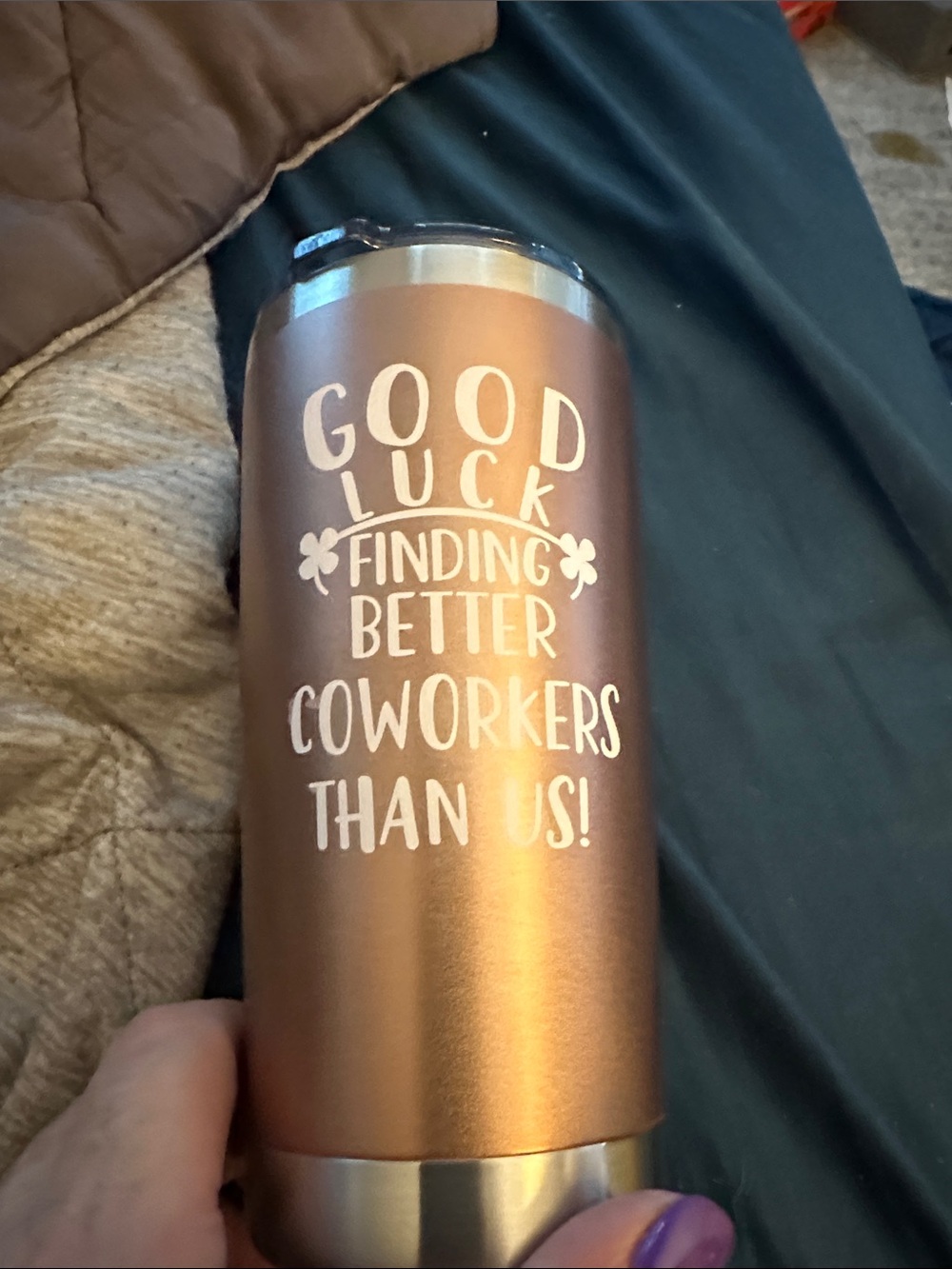 20oz Stainless Steel Wine Tumbler - Black with Gold Accents